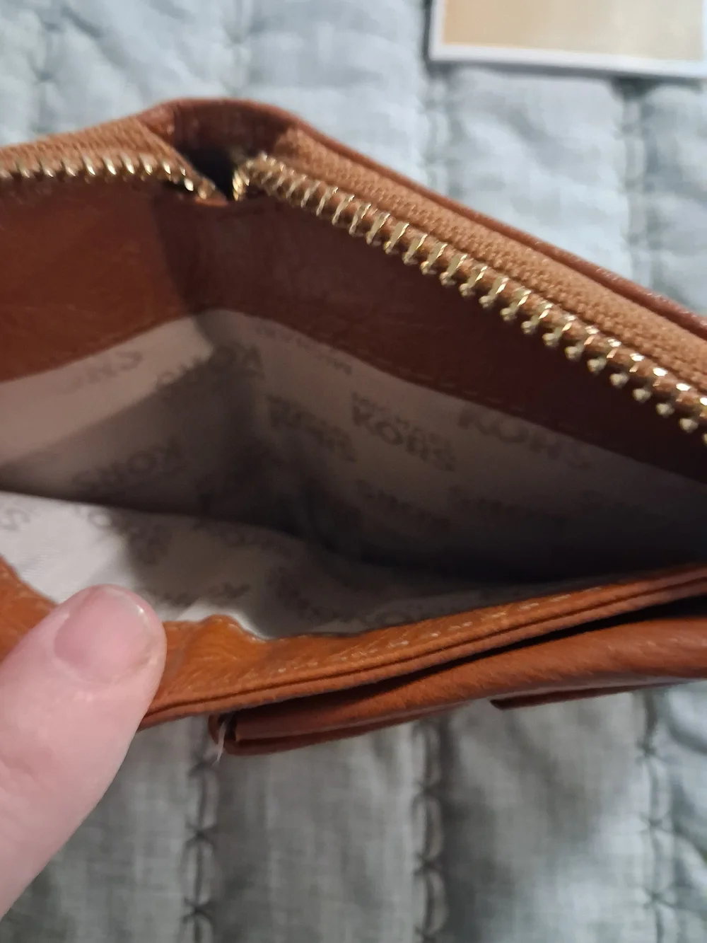 Michael Kors Tan and Brown MK Logo Zip-Around Wallet